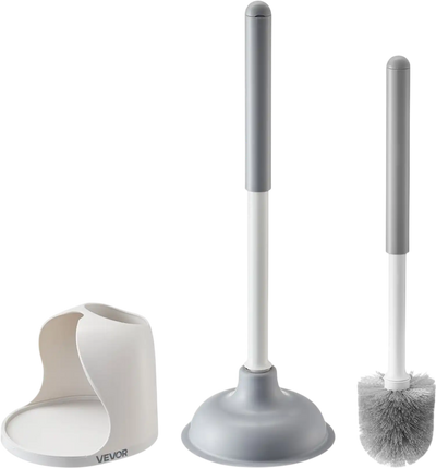 Vevor Toilet Brush and Plunger Set 2-in-1 Ventilated Holder Bathroom Cleaning Combo New