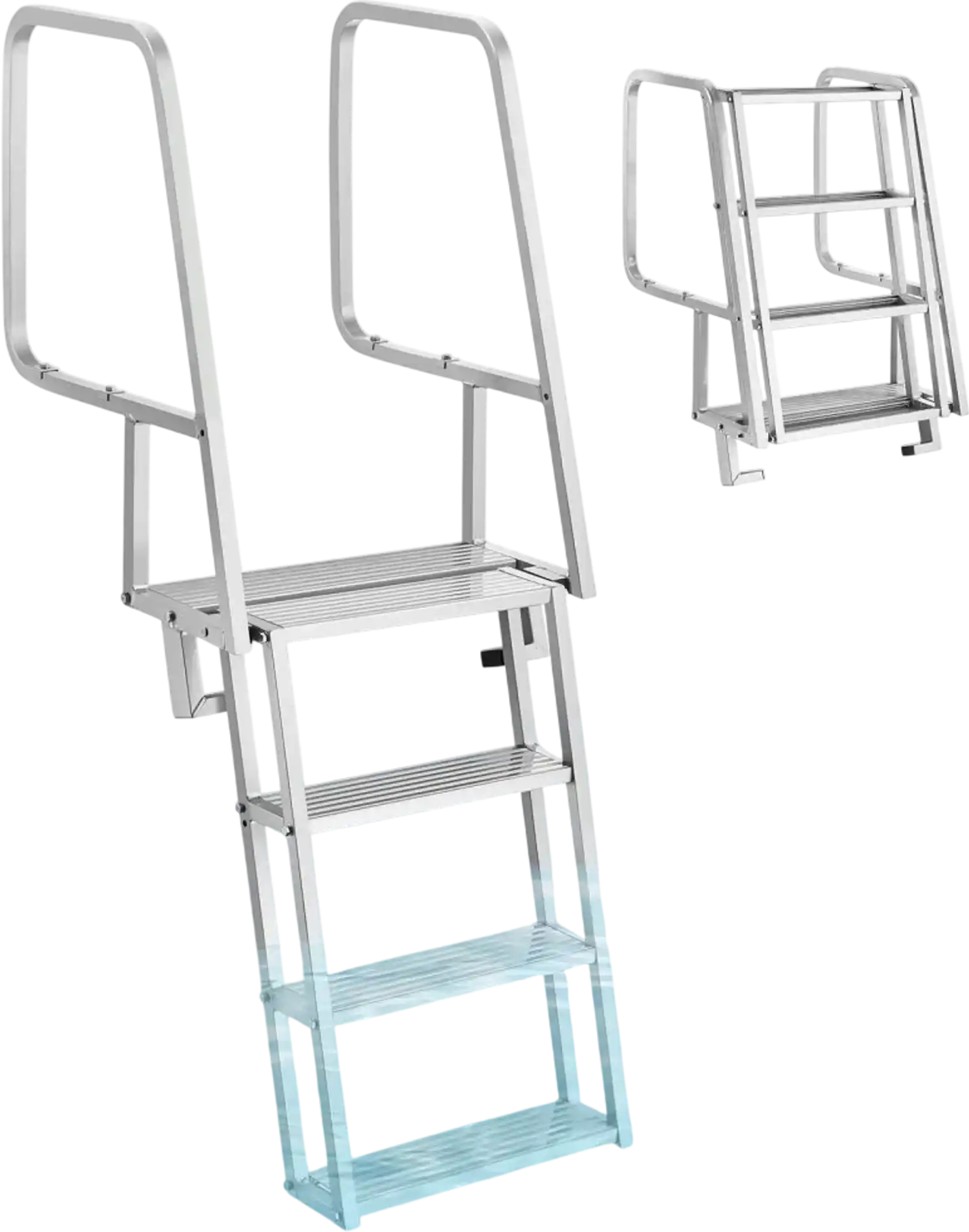 Vevor Dock Ladder 4-Step Flip-Up Aluminum Alloy Pontoon Boat Swim Ladder New