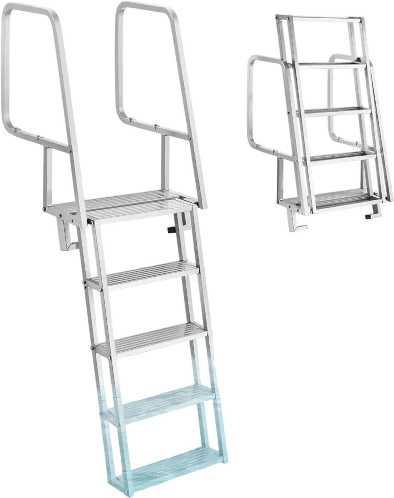 Vevor Dock Ladder 5-Step Flip-Up Aluminum Alloy Pontoon Boat Swim Ladder New
