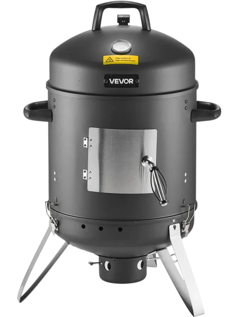 VEVOR Charcoal Smoker, 16" Vertical Charcoal BBQ Grill, Coated Steel Barbecue Smoker with 2 Grilling Grates, Thermometer, Air Vents & Removable Ash Tray, Ideal for Backyard Patio Parties Cooking