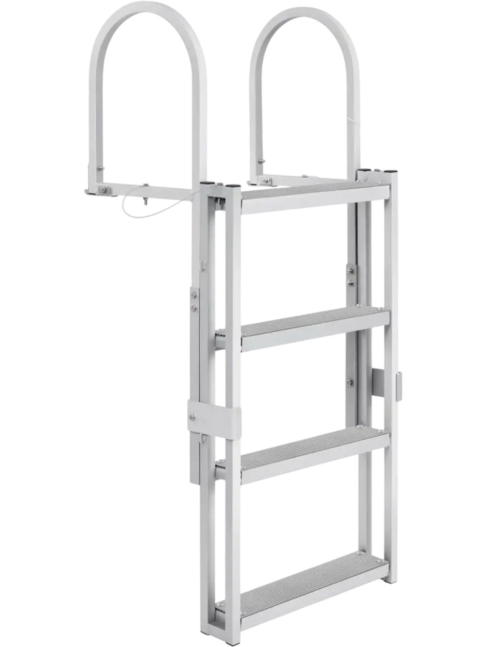 VEVOR Dock Ladder, Retractable 4 Steps, 350 lbs Load Capacity, Aluminum Alloy Pontoon Boat Ladder with 55.1''-67.1'' Adjustable Height, 4'' Wide Step & Rubber Mat, for Ship/Lake/Pool/Marine Boarding