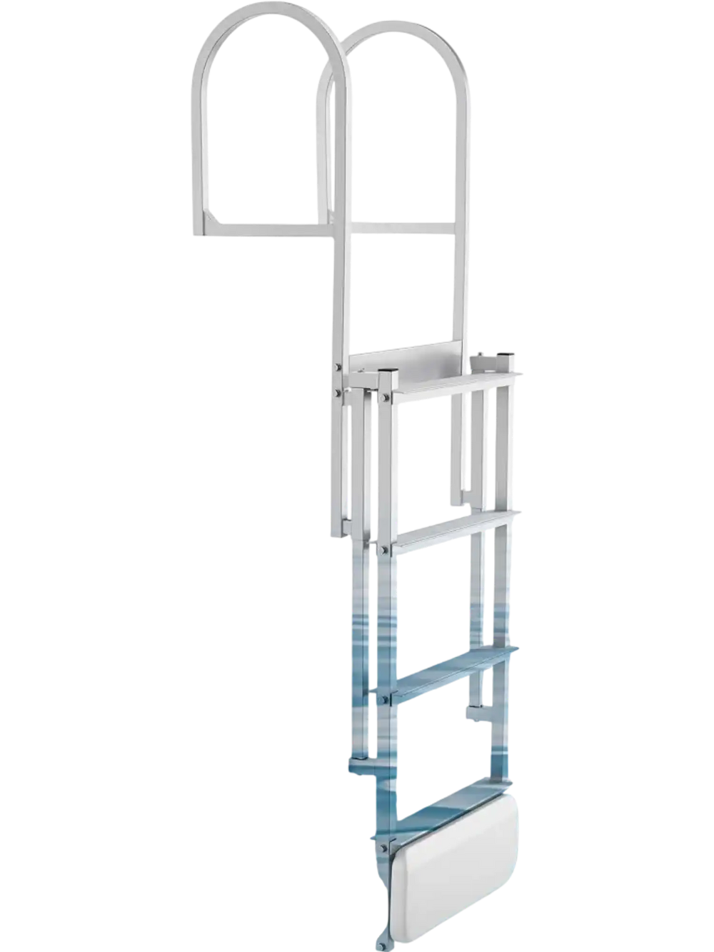 VEVOR Retractable Dock Ladder, 4 Steps, Aluminum Alloy Pontoon Boat Swim Ladder with Auto-Lift Float, Non-Slip Wide Steps, 500 lbs Weight Capacity, Adjustable Height, for Lake Pool Marine Boarding