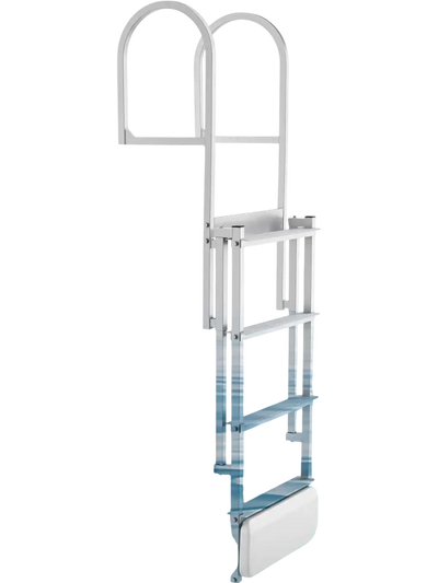 VEVOR Retractable Dock Ladder, 4 Steps, Aluminum Alloy Pontoon Boat Swim Ladder with Auto-Lift Float, Non-Slip Wide Steps, 500 lbs Weight Capacity, Adjustable Height, for Lake Pool Marine Boarding