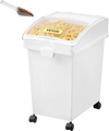 VEVOR Rice Storage Container, 6.6Gallon/25L x3 Capacity Large Dog Food Dispenser Bin, Kitchen Ingredient Grain Cereal Flour Bin, Pet food Containers with Wheels, 3 Scoops,  and Airtight Lid, 3 Pack