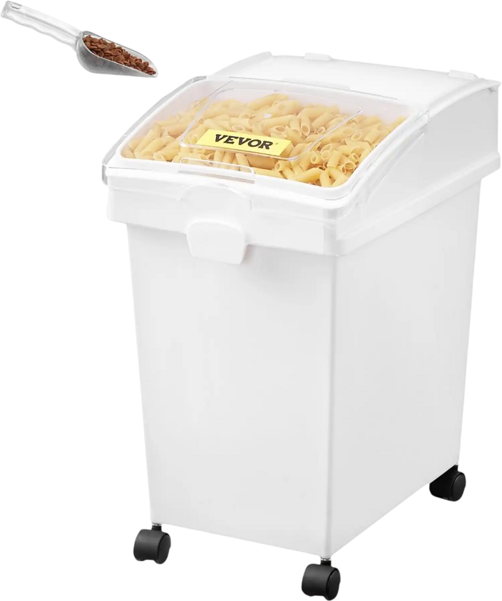 VEVOR Rice Storage Container, 6.6Gallon/25L x3 Capacity Large Dog Food Dispenser Bin, Kitchen Ingredient Grain Cereal Flour Bin, Pet food Containers with Wheels, 3 Scoops,  and Airtight Lid, 3 Pack