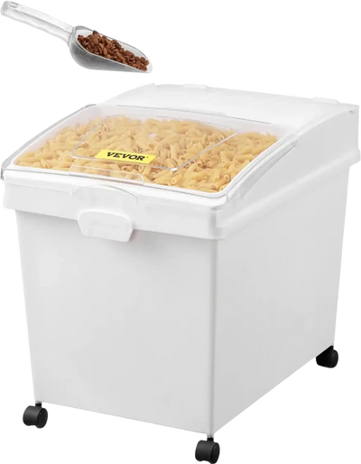 VEVOR Rice Storage Container, 10.5Gallon/40L x3 Capacity Large Dog Food Dispenser Bin, Kitchen Ingredient Grain Cereal Flour Bin, Pet food Containers with Wheels, 3 Scoops, and Airtight Lid, 3 Pack