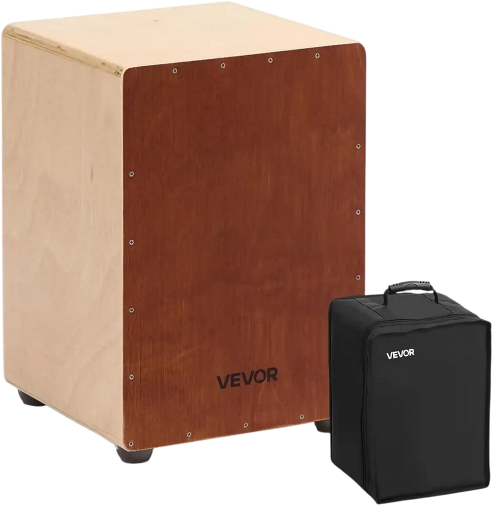VEVOR Cajon Box Drum Wooden Birchwood Percussion Instrument Snare Wires Travel Bag