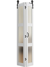 VEVOR Bifold Barn Door, 36" x 84", MDF with Tempered Glass Bi-Fold Sliding Closet Doors, Hardware Kit Included, Space-Saving Design, Pre-Assembled Panels for Bedroom, Living Room, Wardrobe, White