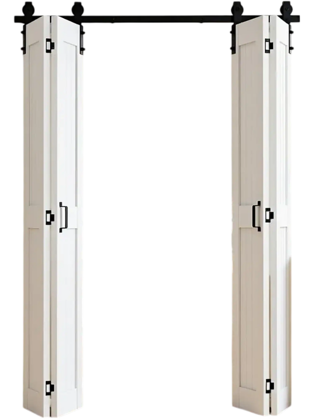 VEVOR Bifold Barn Door, 48" x 84", MDF Bi-Fold Sliding Closet Doors, Hardware Kit Included, H-Frame Space-Saving Design, Pre-Assembled Panels for Bedroom, Living Room, Wardrobe and Room Divider, White