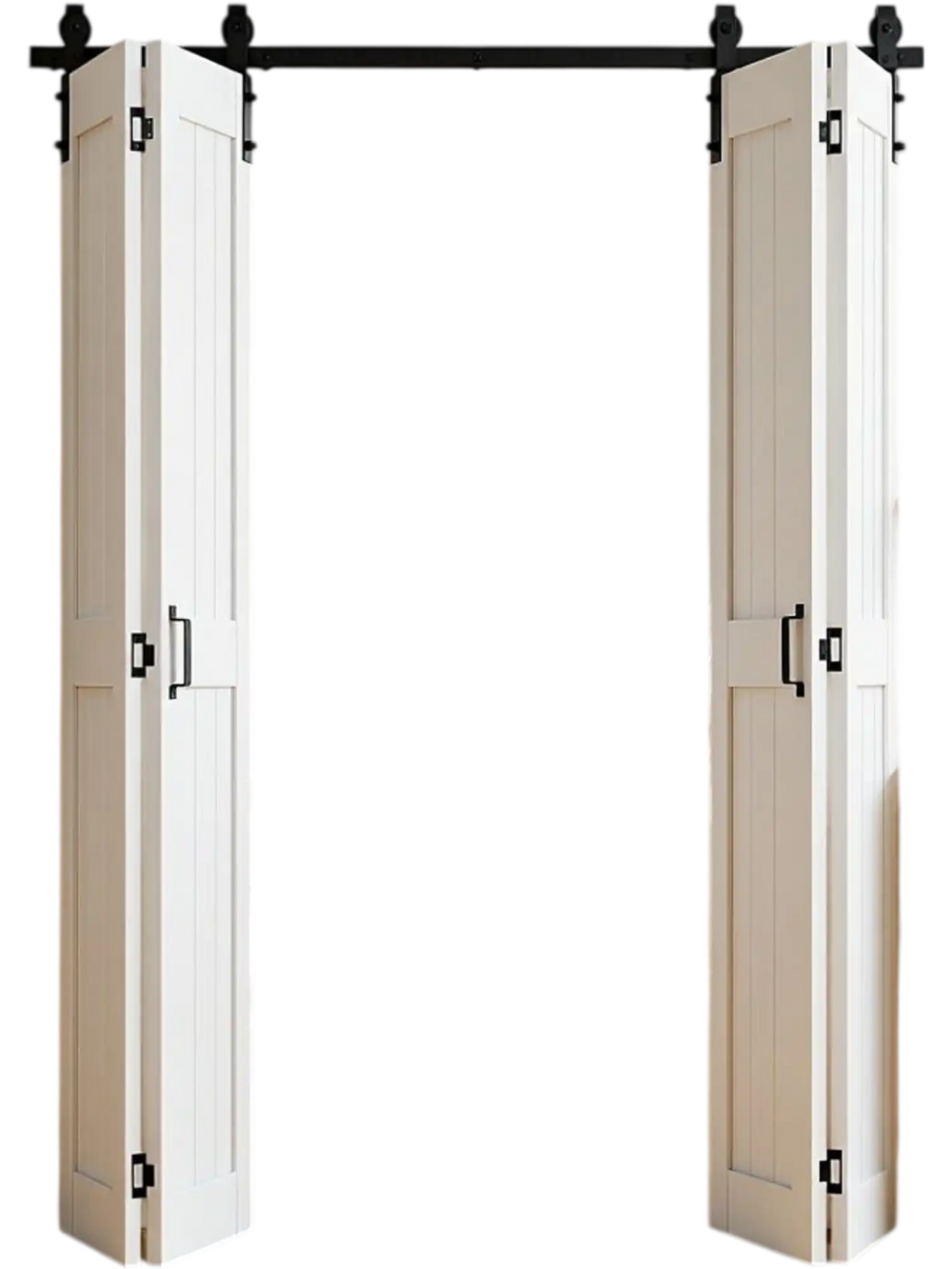 VEVOR Bifold Barn Door, 72" x 84", MDF Bi-Fold Sliding Closet Doors, Hardware Kit Included, H-Frame Space-Saving Design, Pre-Assembled Panels for Bedroom, Living Room, Wardrobe and Room Divider, White