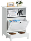 VEVOR Pet Feeding Station with 2 Stainless Steel Bowls, Elevated Dog Bowls with Storage, Dog Food Storage and Feeder Station with Tilt Out Storage Cabinet, Pet Toy Storage Organizer, for Small Dogs