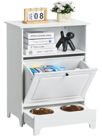 VEVOR Pet Feeding Station with 2 Stainless Steel Bowls, Elevated Dog Bowls with Storage, Dog Food Storage and Feeder Station with Tilt Out Storage Cabinet, Pet Toy Storage Organizer, for Small Dogs
