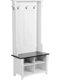 VEVOR Hall Tree Entryway Bench, Coat Rack with Shoe Storage, 32