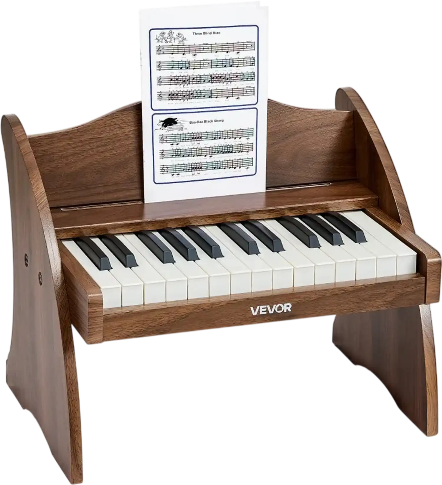 Vevor Kids Piano Keyboard 25-Key Wooden Digital Piano for Kids Walnut New