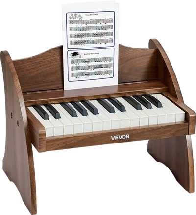 Vevor Kids Piano Keyboard 25-Key Wooden Digital Piano for Kids Walnut New