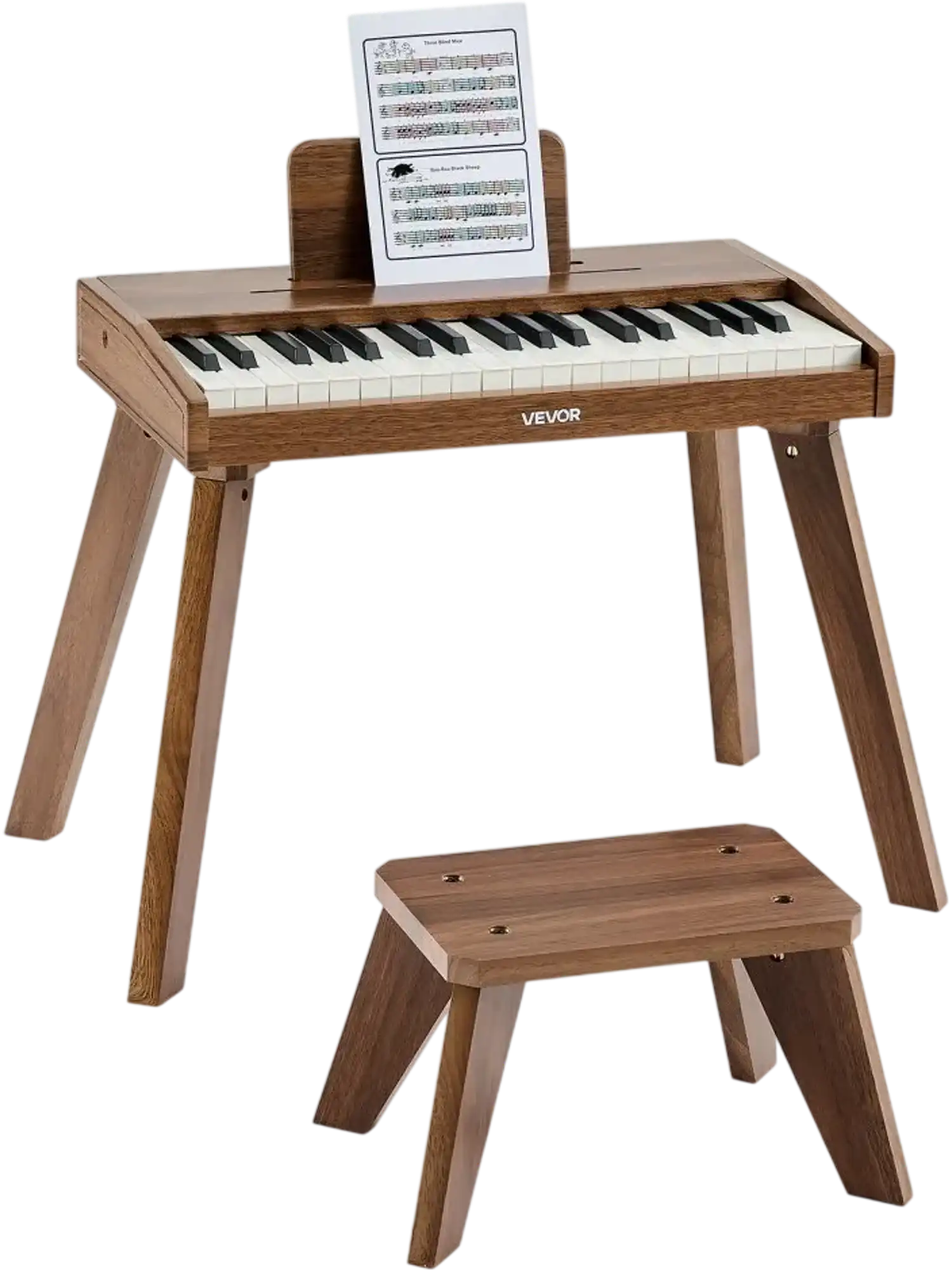 Vevor Kids Piano Keyboard 37-Key Wooden Digital Piano Walnut New