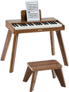VEVOR Kids Piano Keyboard, 37 Key Wooden Digital Piano for Kids, Mini Music Educational Instrument Toy Set with Realistic Sound, Dual Power, Adjustable Volume for Toddlers, Boys Girls Learning,Walnut
