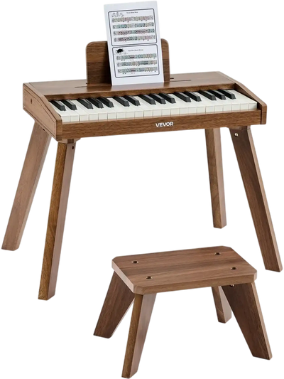 Vevor Kids Piano Keyboard 37-Key Wooden Digital Piano Walnut New