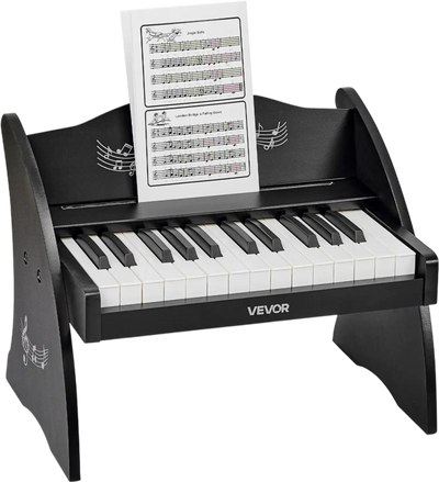Vevor Kids Piano Keyboard 25-Key Wooden Digital Piano Black New