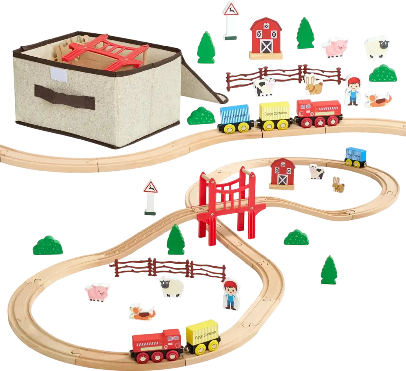 Vevor Wooden Train Track Set 39-Piece Farm Countryside Magnetic Train Toy New