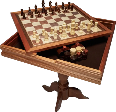 VEVOR 3-IN-1 Chess Checkers Backgammon Table Set, 18 Inch Premium Wooden Chess Table, Deluxe Combo Game Table Furniture Set, Chess Set Board Game Gift for Family Board Games