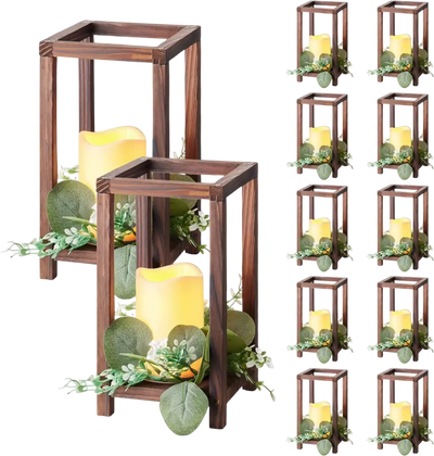 Vevor Wood Lantern Set Wedding Centerpiece Brown 36 Pcs New
