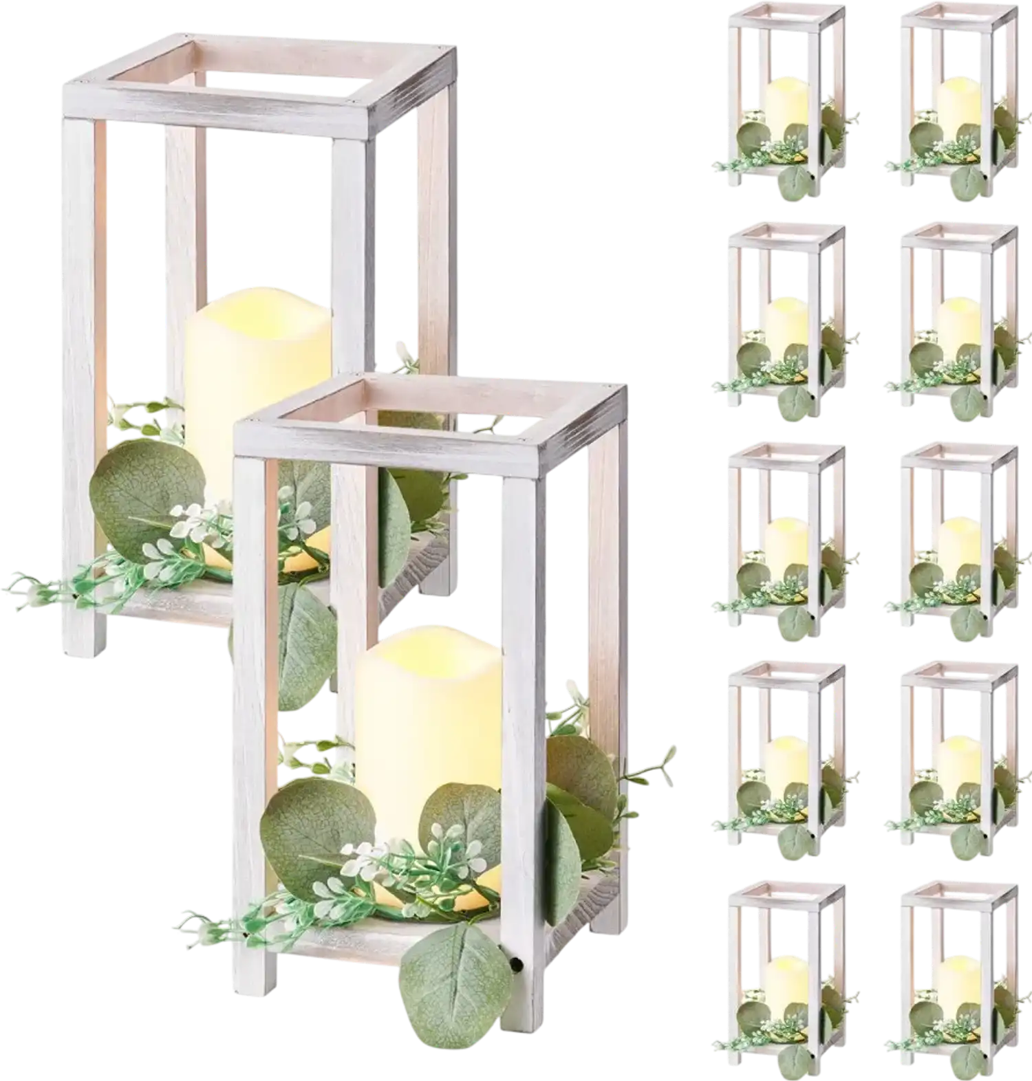 Vevor Wooden Wedding Lantern Centerpiece Set White New