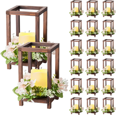 Vevor Wood Lantern Candle Holder Wedding Centerpiece Set 20-Set Brown New