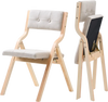 VEVOR Wooden Folding Chairs with Cushion, Set of 2, Portable Foldable Cushion Chair with Wooden Frame, Modern Padded Dining Chair for Kitchen, Office, Wedding, Party, Dining Room, Easy Assembly, Beige