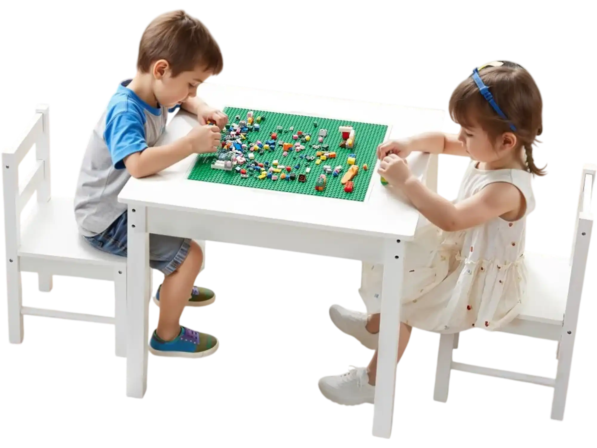 Vevor Activity Table Kids Building Block Table and 2 Chairs Set New