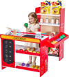 VEVOR Kids Grocery Store Playset, Wooden Play Store with Shopping Bag, Kids Supermarket Pretend Play Toy Set with Conveyor Belt, Scanner, Cash Register, Realistic Scale, Gift for Boys & Girls