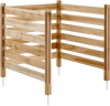 VEVOR Wood Privacy Fence, 38" W x 36" L, 3 Panel Slatted Air Conditioner Fence Screen, Pool Equipment Enclosure with Metal Stakes, Easy DIY Installation, Outdoor Trash Can Hider for Garden Decoration