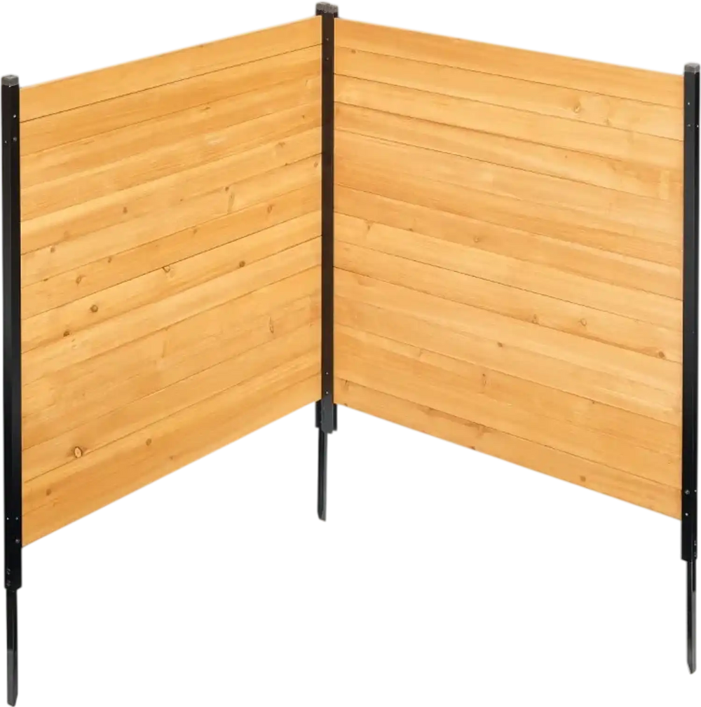 VEVOR Wood Privacy Fence, 38" W x 42" L, 2 Panel Solid Air Conditioner Fence Screen, Pool Equipment Enclosure with Metal Stakes, Easy DIY Installation, Outdoor Trash Can Hider for Garden Decoration