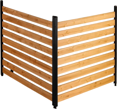 VEVOR Wooden Privacy Fence, 48 x 49 x 28 inch Air Conditioner Fence, 2 Panel Solid Outdoor Wood Privacy Screen with Metal Stakes, Steel Frame, Trash Can Hider Fences Suitable for Garden, Pool