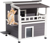 VEVOR Insulated Cat House, 2-Story Wooden Cat Shelter, Foam Insulation, Feral Kitty Shelter with Balcony, Waterproof Cats Condos for Indoor & Outdoor 1-3 Cats in Winter 33 x 29.5 x 32 in