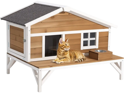 Vevor Cat House Insulated Outdoor Wooden Shelter with Platform 43.5