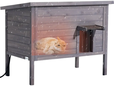Vevor Heated Cat House Outdoor Feral Cat Shelter with Heating Pad Waterproof 34 x 21 x 27