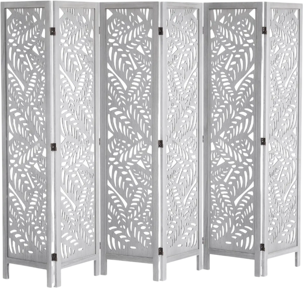 VEVOR Wood Room Divider, 6 Panel Wood Folding Privacy Screen, 66.9 Inches Tall Indoor Carved Partition Divider, Portable Decoration Screen, for Room Separation, Home, Office, Restaurant & Bedroom