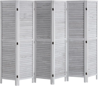VEVOR Wood Room Divider, 6 Panel Wood Folding Privacy Screen, 66.9 Inches Tall Indoor Louvered Wooden Partition, Portable Decoration Screen, for Room Separation, Home, Office, Restaurant & Bedroom