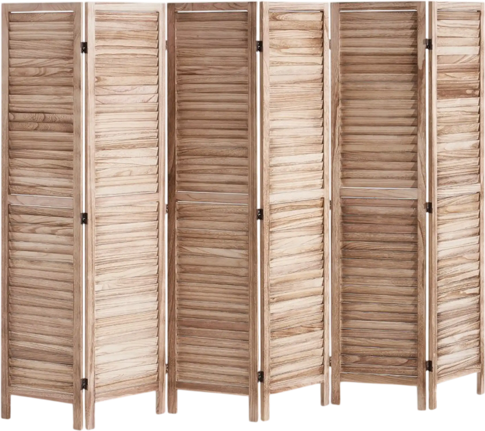 VEVOR Wood Room Divider, 6 Panel Wood Folding Privacy Screen, 66.9 Inches Tall Indoor Louvered Partition Divider, Portable Decoration Screen, for Room Separation, Home, Office, Restaurant & Bedroom