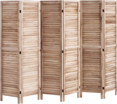 VEVOR Wood Room Divider, 6 Panel Wood Folding Privacy Screen, 66.9 Inches Tall Indoor Louvered Partition Divider, Portable Decoration Screen, for Room Separation, Home, Office, Restaurant & Bedroom