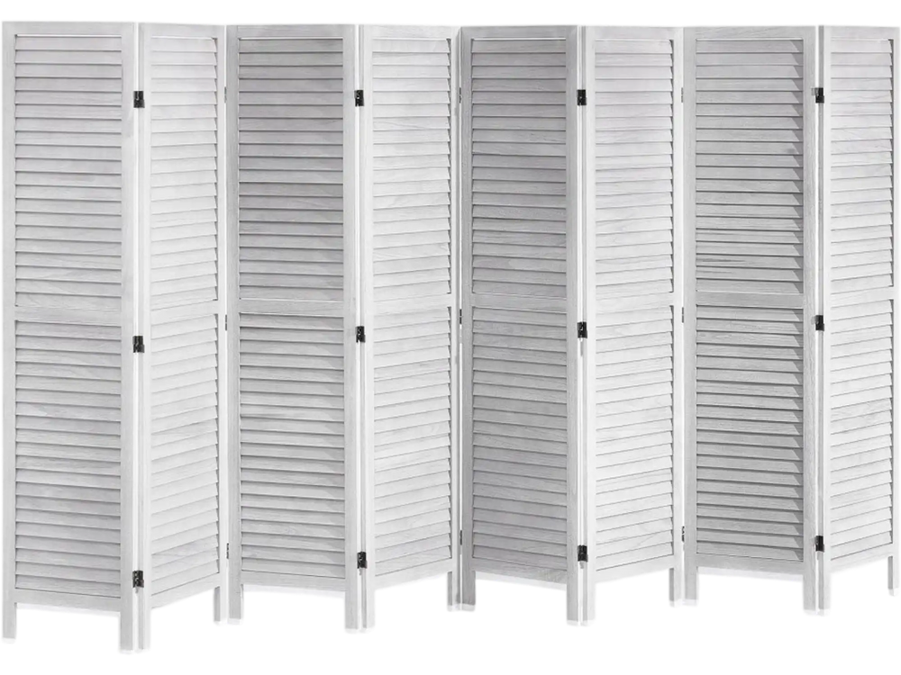 VEVOR Wood Room Divider, 8 Panel Wood Folding Privacy Screen, 66.9 Inches Tall Indoor Louvered Wooden Partition, Portable Decoration Screen, for Room Separation, Home, Office, Restaurant & Bedroom
