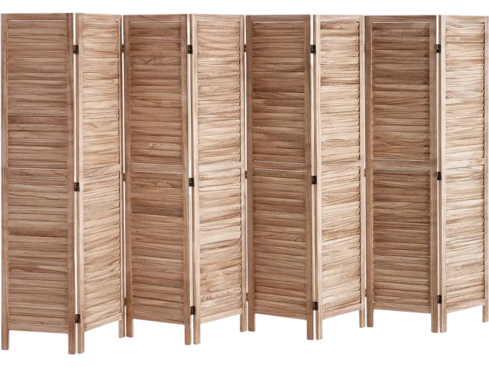 VEVOR Wood Room Divider, 8 Panel Wood Folding Privacy Screen, 66.9 Inches Tall Indoor Louvered Partition Divider, Portable Decoration Screen, for Room Separation, Home, Office, Restaurant & Bedroom