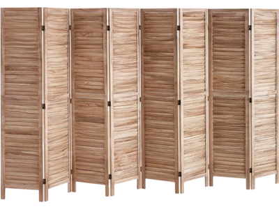 VEVOR Wood Room Divider, 8 Panel Wood Folding Privacy Screen, 66.9 Inches Tall Indoor Louvered Partition Divider, Portable Decoration Screen, for Room Separation, Home, Office, Restaurant & Bedroom