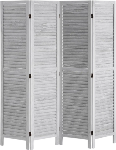 VEVOR Wood Room Divider, 4 Panel Folding Privacy Screen, 66.9 Inches Tall Indoor Wooden Partition, Portable Decoration Screen, for Room Separation, Home, Office, Restaurant & Bedroom (Light Grey)