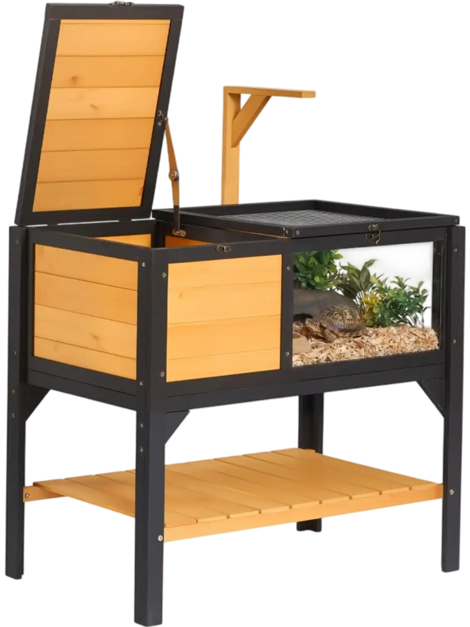 Vevor Tortoise Habitat 2-Room Wooden House with Storage Shelf New