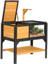 VEVOR Tortoise Habitat 2-Room Wooden Tortoise House with Storage Shelf, for Small Animals Indoor Outdoor, Lamp Stand, Large Turtle Enclosure Reptile Cage with Openable Roof, Acrylic Viewing Window