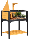 VEVOR Tortoise Habitat 2-Room Wooden Tortoise House Built-in Lamp Stand, for Small Animals Indoor Outdoor, Storage Shelf, Large Turtle Enclosure Reptile Cage with Openable Roof & Viewing Window