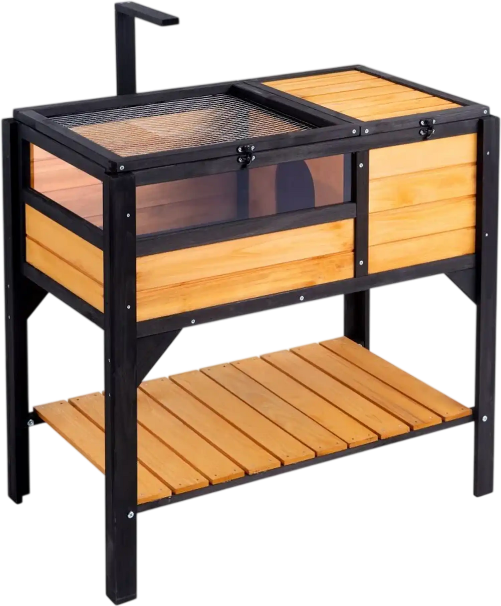 VEVOR Tortoise Habitat, Wooden Tortoise House Indoor & Outdoor, Tortoise Enclosure with Light Stand, Reptile Enclosure Small Animal Cage with Stand Legs for Gecko, Lizard, Snake