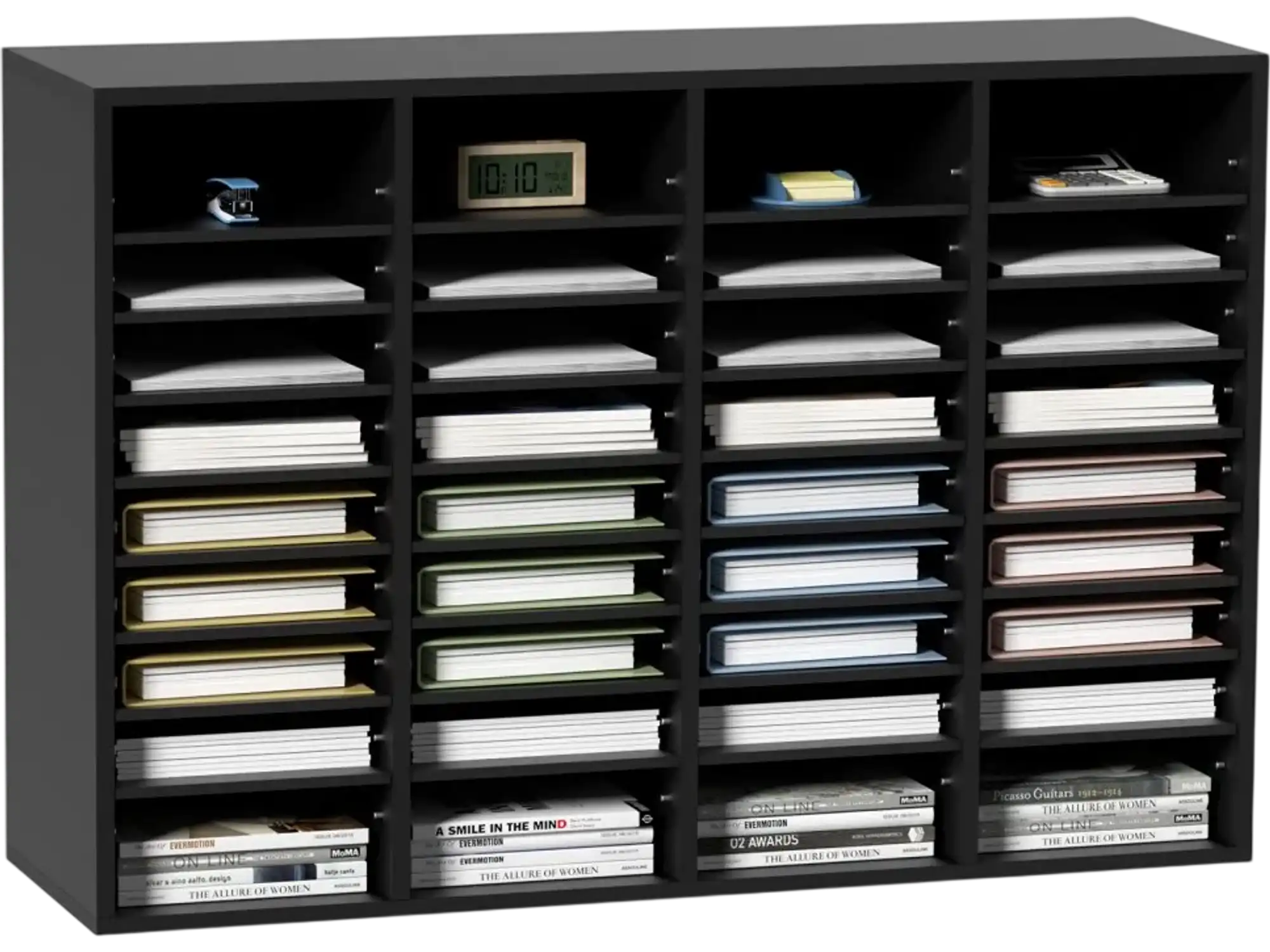Vevor Literature Organizer 36-Compartment Wood File Sorter Black New